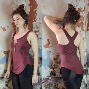 Hand dyed Racerback Henley in Bone